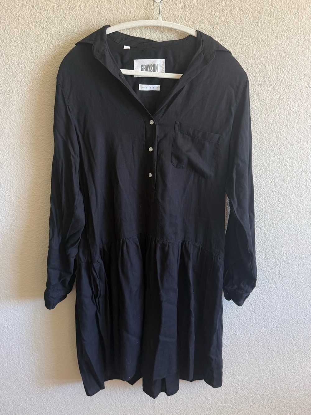Grayson By Frank & Eileen Black Changemaker Long Sleeve Mini Dress Size 1